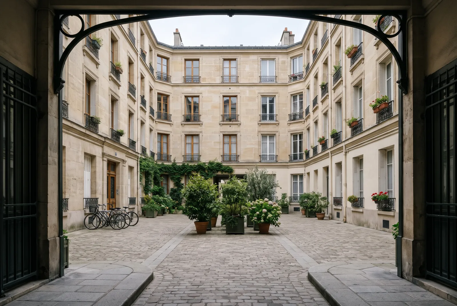 Cour intérieure d'un immeuble à Nanterre